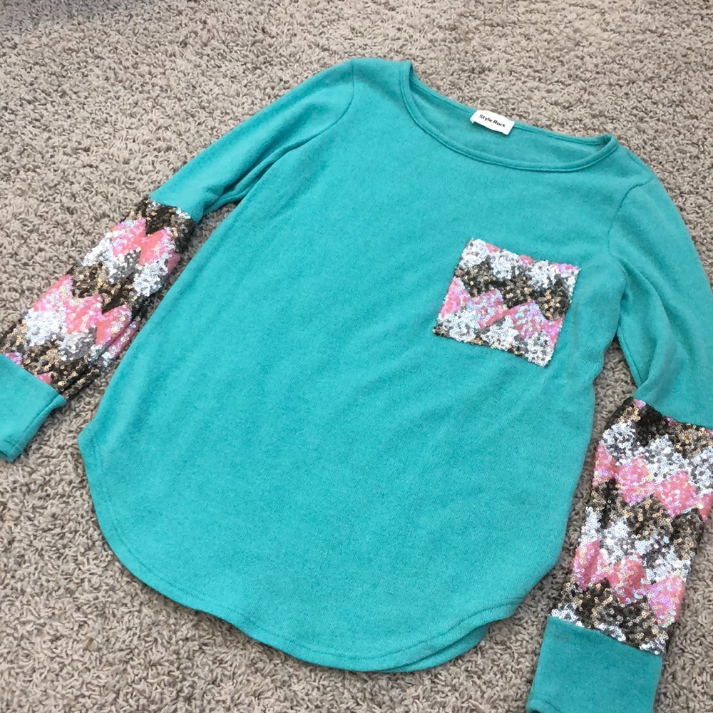 Long sleeve sequin shirt